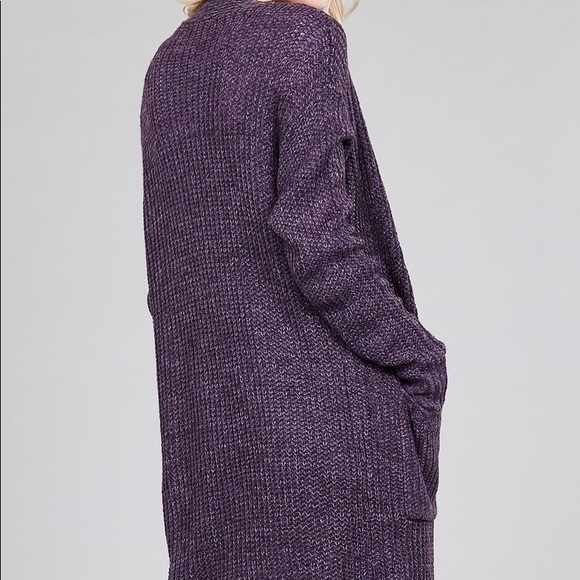 Open Front Violet Sweater Cardigan - Picture 4 of 4